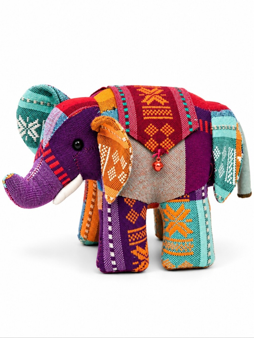 Handmade Patchwork Elephant Stuffed Animal Boho Tribal Textile Home Decor